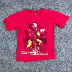 Iron Man T-Shirt Boys Size L Red Marvel Superhero Graphic Tee Comic Book Style